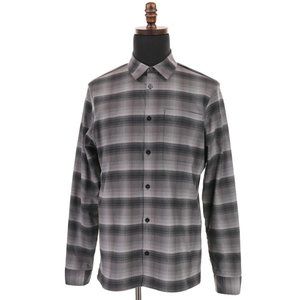 Lululemon Masons Peak Flannel Shirt Men's Large Gray Striped Button-Up Stretch